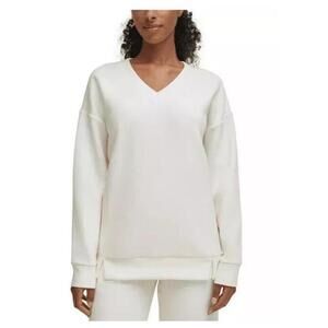 Marc New York Women's Cozy Ribbed V Neck Long Sleeves Pullover Top Large H1